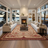 7x10 Ivory, Beige, Burgundy Color Hand Woven French Aubusson Needlepoint Wool Traditional Oriental Rug