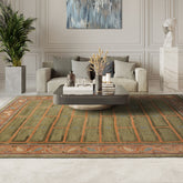 8x11 Mint, Peach, Aubergine Color Hand Knotted Tibetan Wool Arts & Crafts Oriental Rug