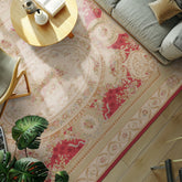 9x12 Crimson, Ivory, Mint Color Hand Woven French Aubusson Flatweave Wool Traditional Oriental Rug