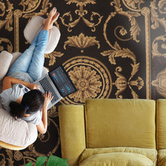 9x12 Chocolate, Gold, Brown Color Hand Woven French Aubusson Flatweave Wool Traditional Oriental Rug