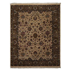 8x10 Ivory, Olive, Green Color Hand Knotted Kashan Wool Traditional Oriental Rug