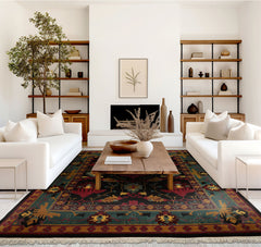 Charcoal 8'3''x10'10" Tibetan Arts & Crafts Swiss Wash Plush pile Hand Knotted Wool Oriental Area Rug