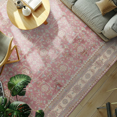 Faded Plum 8'x10' Agra Traditional New Zealand Wool Pande Cameron Super soft Pile Silky Sheen Plush pile Hand Knotted Wool Oriental Area Rug