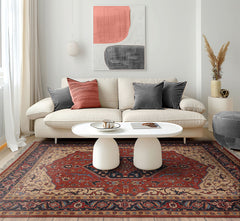 Salmon 9'x12' Heriz Traditional Geometric Pande Cameron Plush pile Hand Knotted Wool Oriental Area Rug