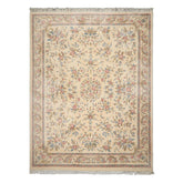 9x12 Ivory, Taupe, Rose Color Hand Knotted Kashan Wool Traditional Oriental Rug