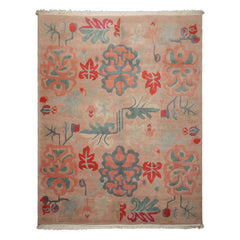 9x12 Beige, Peach, Rose Color Hand Knotted Tibetan Wool Art Deco Oriental Rug