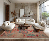 Beige 8'10''x11'5" Tibetan Art Deco Plush pile Hand Knotted Wool Oriental Area Rug