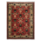 9x12 Teracotta, Light gold, Green Color Hand Knotted Tibetan Wool Arts & Crafts Oriental Rug