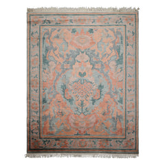 9x12 Aqua, Peach, Blue Color Hand Knotted Tibetan Wool Modern & Contemporary Oriental Rug