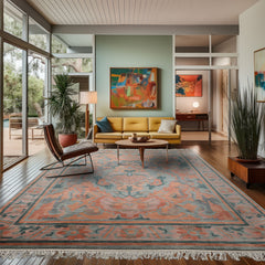 Aqua 9'x12' Tibetan Modern & Contemporary Pande Cameron Plush pile Hand Knotted Wool Oriental Area Rug