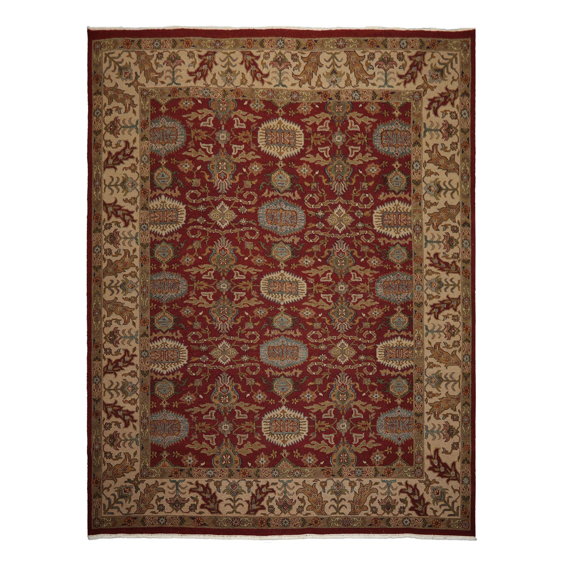 9x12 Rust, Beige, Sage Color Hand Knotted Soumak Flatweave Wool Traditional Oriental Rug