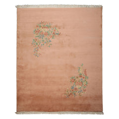 8x10 Rose, Aqua, Turquoise Color Hand Knotted French Aubusson Savonnerie Wool Traditional Oriental Rug