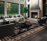 Black 9'x12' Sarouk Traditional New Zealand Wool Plush pile Hand Knotted Wool Oriental Area Rug