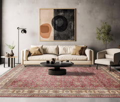 Plum 9'x12' Heriz Traditional Botanical Pande Cameron Velvety Soft Pile Silky sheen Plush pile Hand Knotted Wool Oriental Area Rug