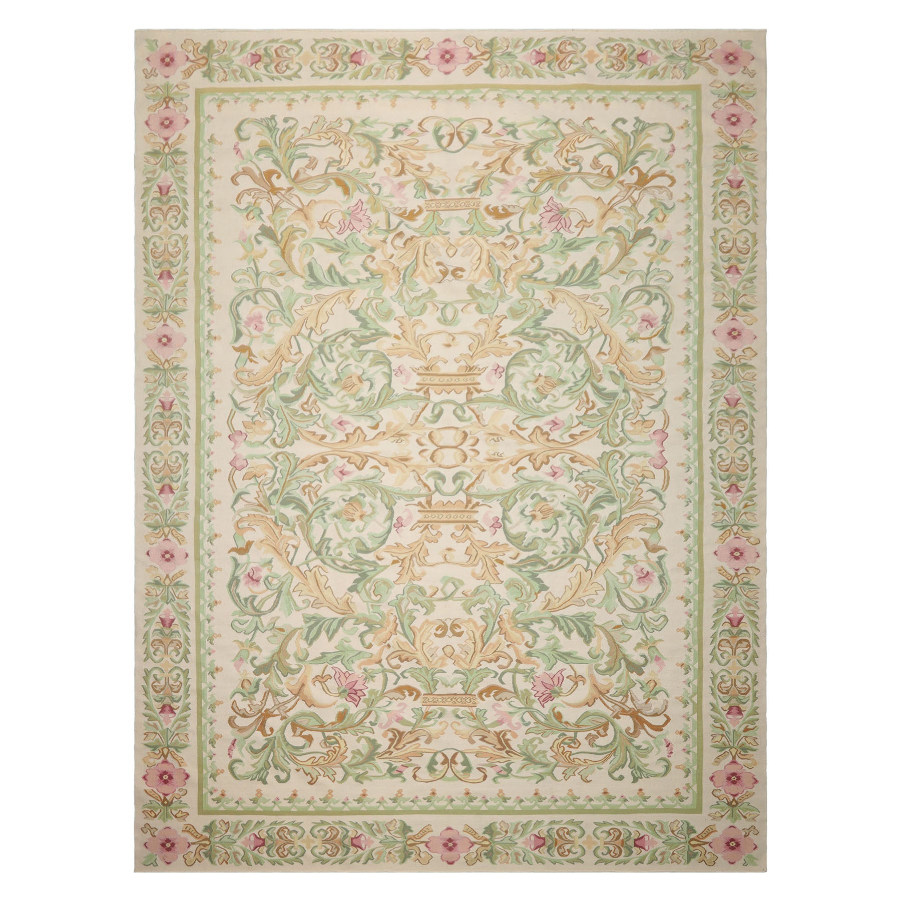 9x12 Ivory, Sage, Brown Color Hand Woven Kilim Wool Traditional Oriental Rug