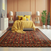 Rose 7'9''x10' Karabagh Causcasian Traditional Botanical Rare Romanian Hand Knotted Wool Oriental Area Rug