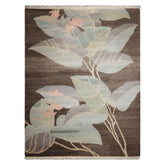 9x12 Brown, aqua, Gray Color Hand Knotted Tibetan Wool Art Deco Oriental Rug