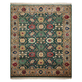8x10 Green, Peach, Rose Color Hand Knotted Oushak New Zealand Wool Arts & Crafts Oriental Rug