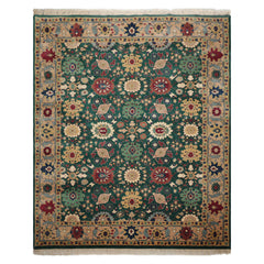 8x10 Green, Peach, Rose Color Hand Knotted Oushak New Zealand Wool Arts & Crafts Oriental Rug