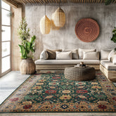 Green 8'x10' Oushak Arts & Crafts William Morris New Zealand Wool Velvety Soft Plush pile Hand Knotted Wool Oriental Area Rug