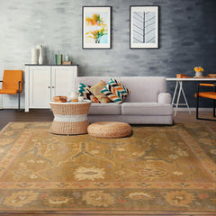 Mustard 8'x10' Tibetan Traditional Art & Crafts Tufenkian 223 Bidjar Sunswept Swiss Wash Plush pile Hand Knotted Wool Oriental Area Rug