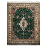 9x12 Green, Ivory, Taupe Color Hand Knotted Pak Persian Wool Traditional Oriental Rug