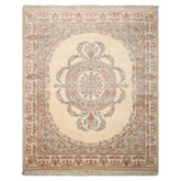 8x10 Ivory, Tan, Rose Color Hand Knotted French Aubusson Savonnerie Wool Traditional Oriental Rug