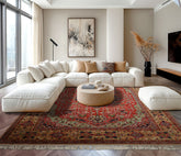 Coral 9x12 Heriz Traditional Geometric New Zealand Wool Hand Knotted Wool Oriental Area Rug