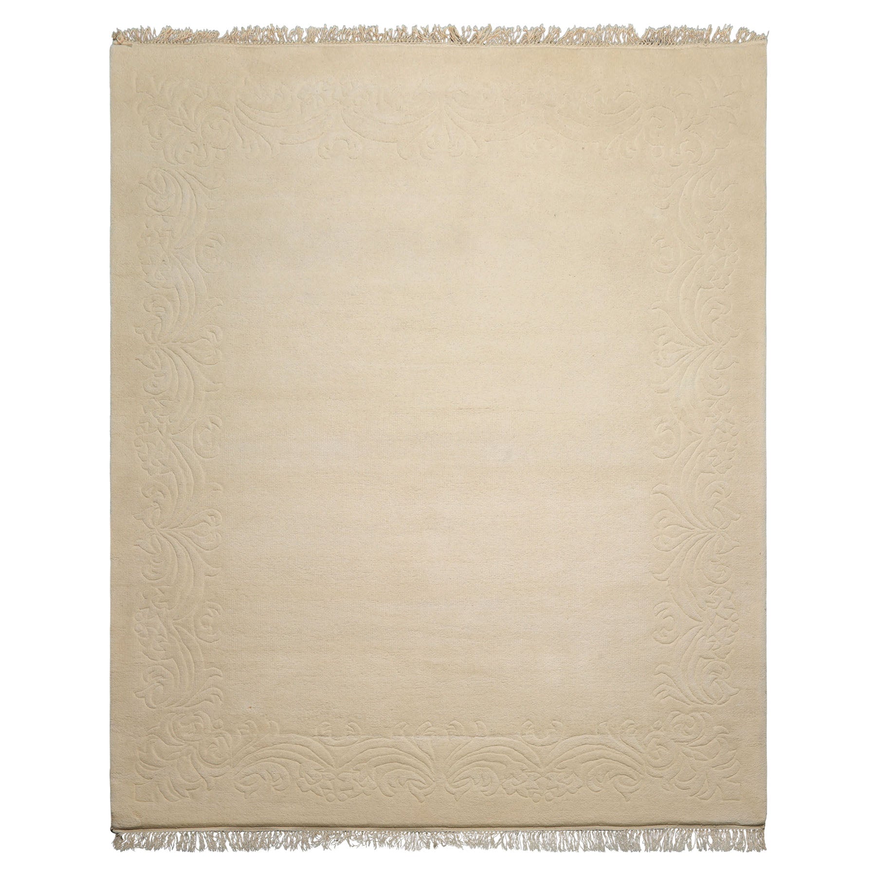 8x10 Ivory, , Color Hand Knotted French Aubusson Savonnerie Wool Traditional  Oriental Rug