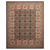 8x10 Black, Rose, Ivory Color Hand Woven Aubusson Needlepoint Wool Traditional Oriental Rug
