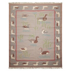 8x10 Taupe, Gray, Brown Color Hand Woven Kilim Wool Transitional Oriental Rug