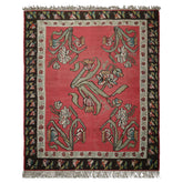 8x10 Crimson, Brown, Aqua Color Hand Woven Basberiyan Kilim Wool Transitional Oriental Rug