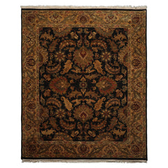 8x10 Charcoal, Gold, Rust Color Hand Knotted Agra Wool Traditional Oriental Rug