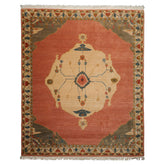 8x10 Rose, Ivory, Gray Color Hand Knotted Tibetan Wool Traditional Oriental Rug