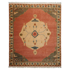 8x10 Rose, Ivory, Gray Color Hand Knotted Tibetan Wool Traditional Oriental Rug