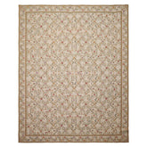 8x10 Ivory, Gold, Green Color Hand Woven Aubusson Needlepoint Wool Traditional Oriental Rug