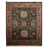 8x10 Black, Rose, Blue Color Hand Knotted French Aubusson Savonnerie New Zealand Wool Traditional Oriental Rug