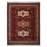 9x12 Burgundy, Ivory, Green Color Hand Knotted Shirvan New Zealand Wool Traditional Oriental Rug