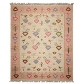 9x12 Ivory, Pink, Lavender Color Hand Woven Kilim Wool Tribal Oriental Rug