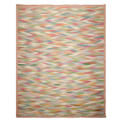 9x12 Ivory, Rose, Orange Color Hand Woven Kilim Wool Modern Oriental Rug