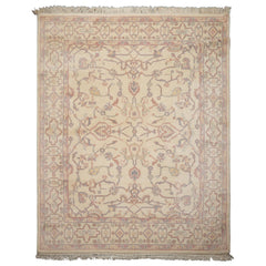 8x10 Ivory, Rose, Gray Color Hand Knotted Heriz New Zealand Wool Traditional Oriental Rug