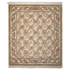 8x10 Ivory, Rose, Taupe Color Hand Knotted Pak Persian Wool Traditional Oriental Rug
