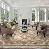 Ivory 8x9'9'' Pak Persian Traditional Trellis 300 KPSI Hand Knotted Wool Oriental Area Rug