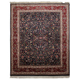 8x10 Midnight Blue, Burgundy, Sage Color Hand Knotted Agra New Zealand Wool Traditional Oriental Rug