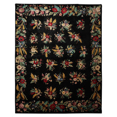 8x10 Black, Gold, Red Color Hand Knotted Art Deco New Zealand Wool Transitional Oriental Rug