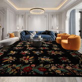 Black 8x10 Art Deco Transitional Floral Hand Knotted New Zealand Wool Oriental Area Rug