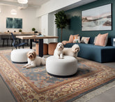 Blue 7'11''x11'10'' Heriz Traditional Medallion Plush Pile Hand Knotted New Zealand Wool Oriental Area Rug