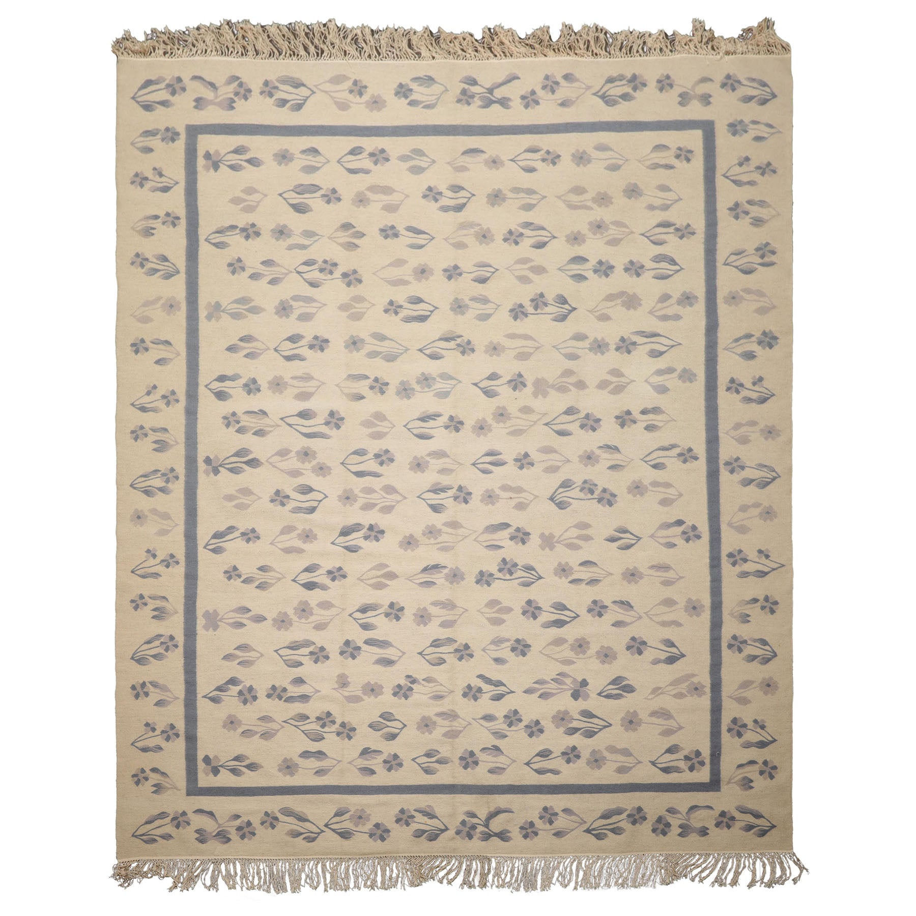 8x10 Ivory, taupe, Blue Color Hand Woven Kilim Wool Traditional Oriental Rug