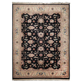 9x12 Black, Ivory, Rose Color Hand Knotted Sulatanabad New Zealand Wool Traditional Oriental Rug