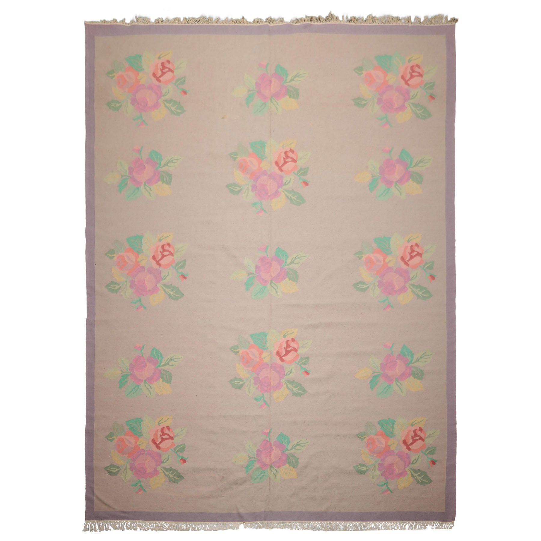 9x12 Rose, Lavender, Pink Color Hand Woven Kilim Wool Traditional Oriental Rug